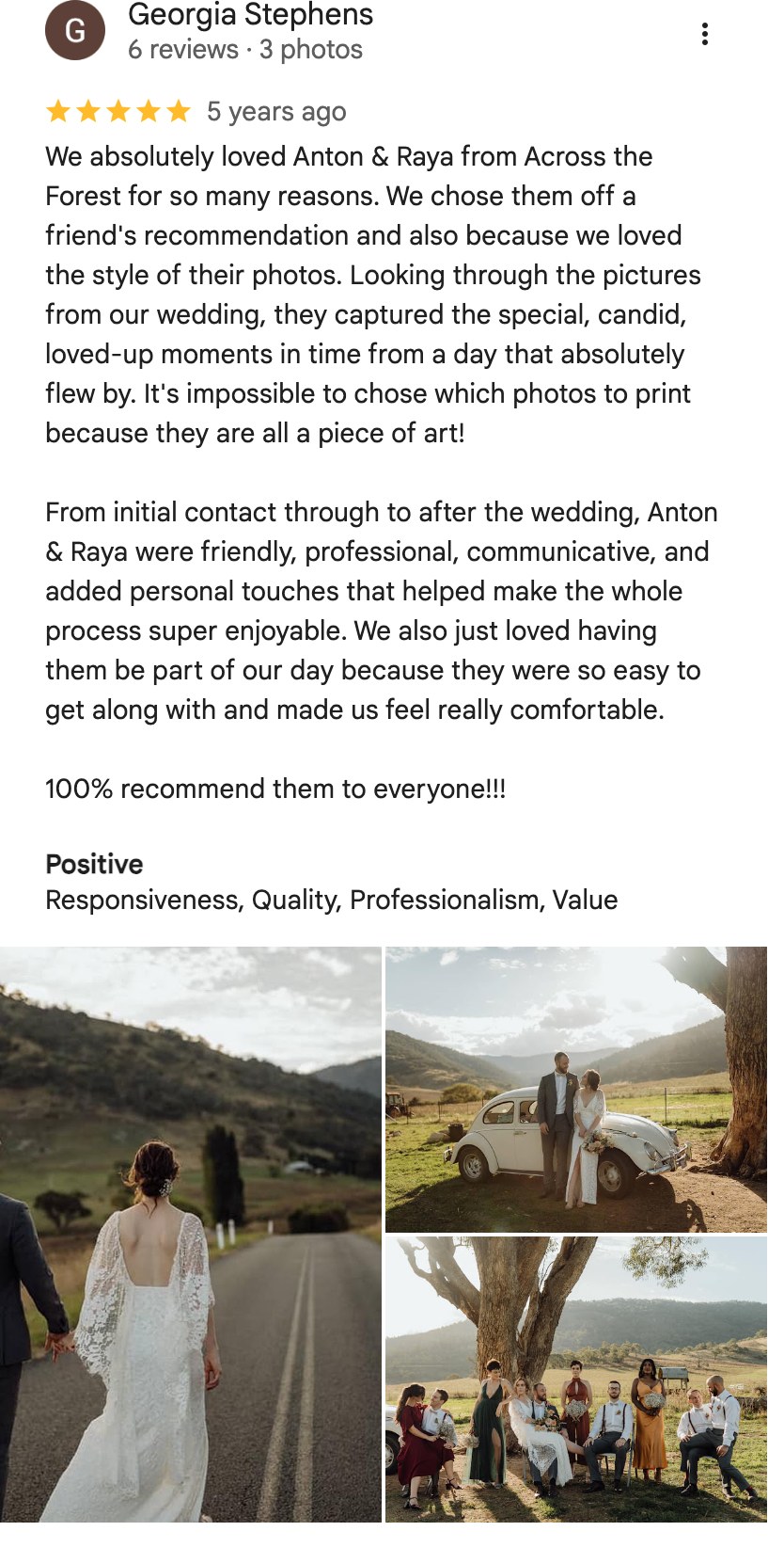 Five-star Google review from Georgia Stephens